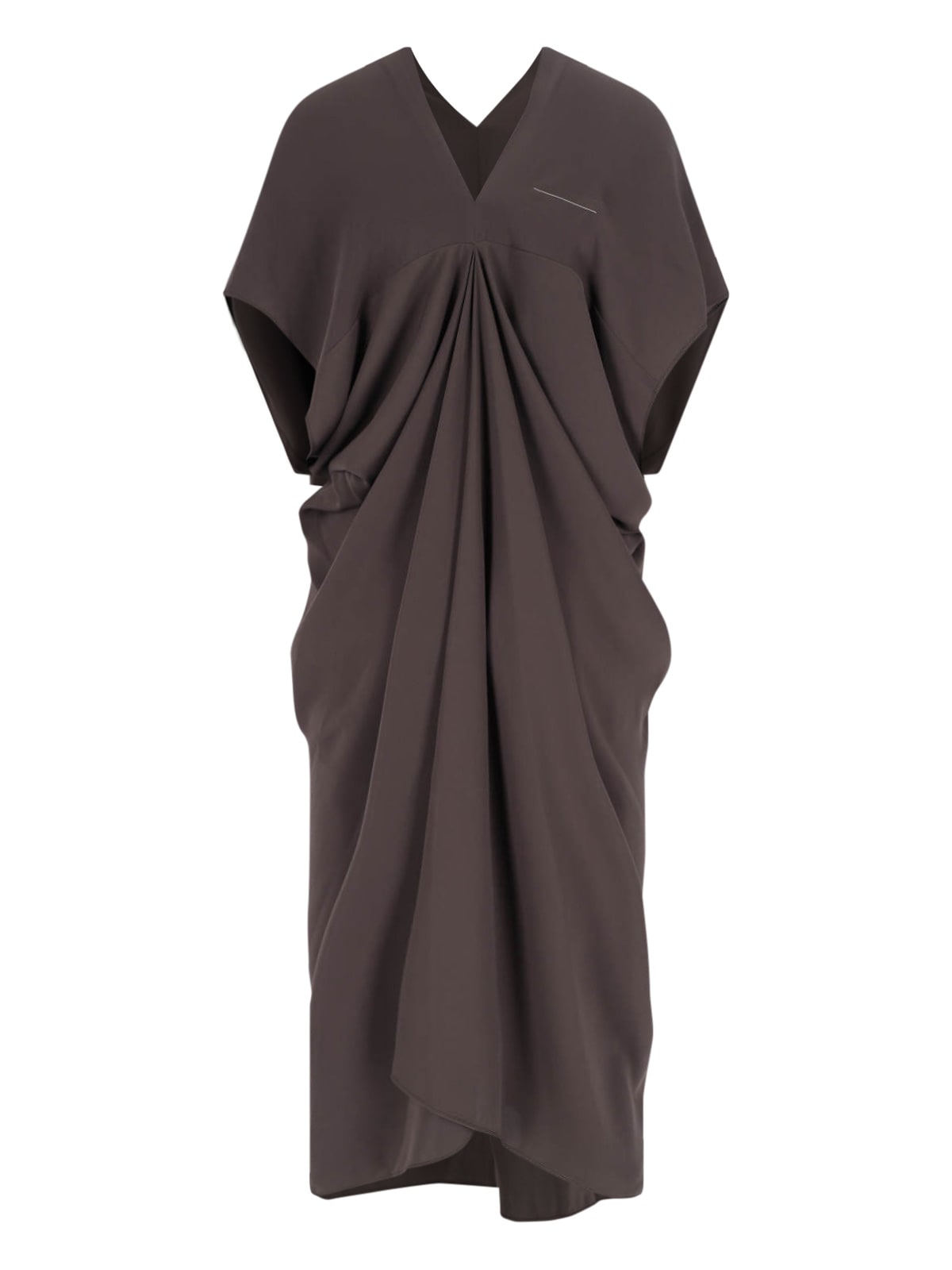 MM6 Maison Margiela V-Neck Midi Dress - Brown