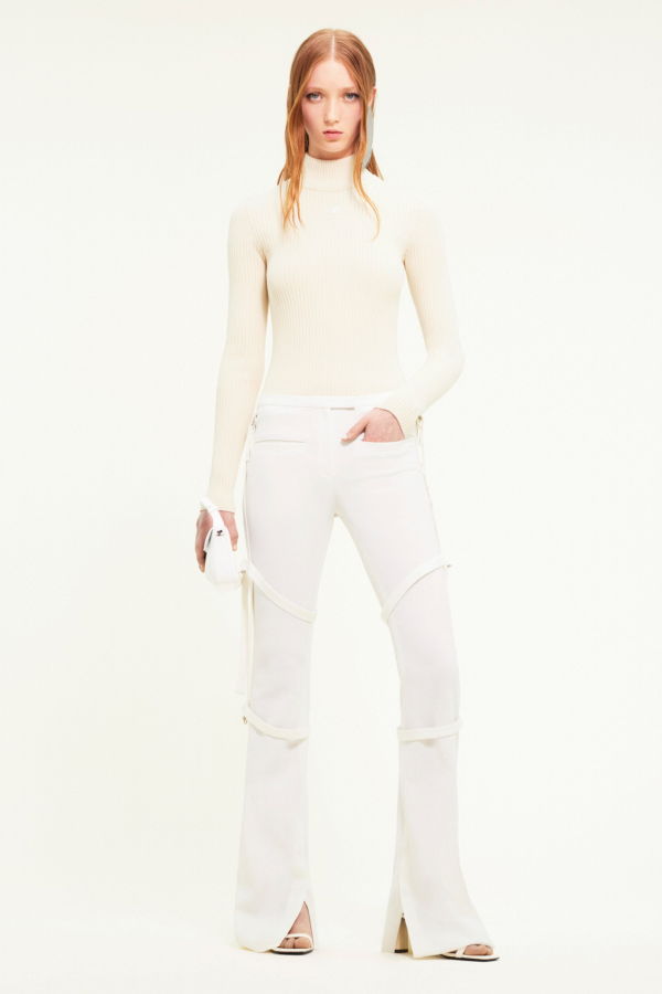 COURREGES Mockneck Rib Knit Sweater