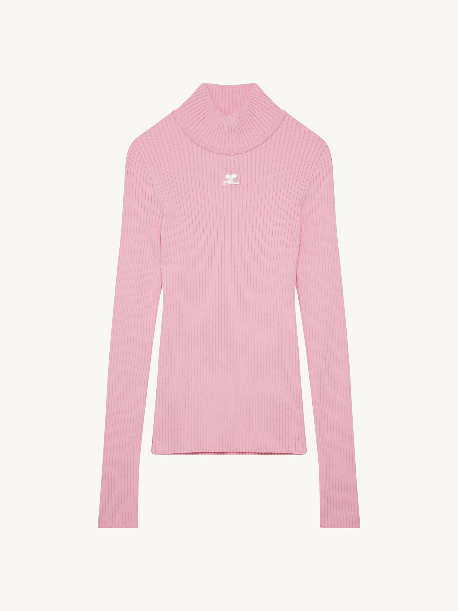 COURREGES Mockneck Rib Knit Sweater
