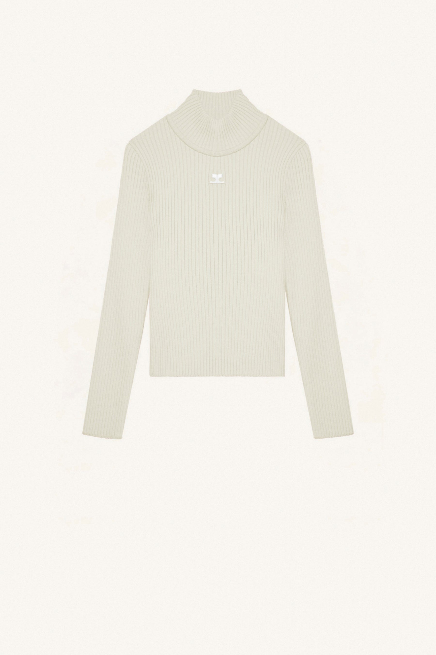 COURREGES Mockneck Rib Knit Sweater