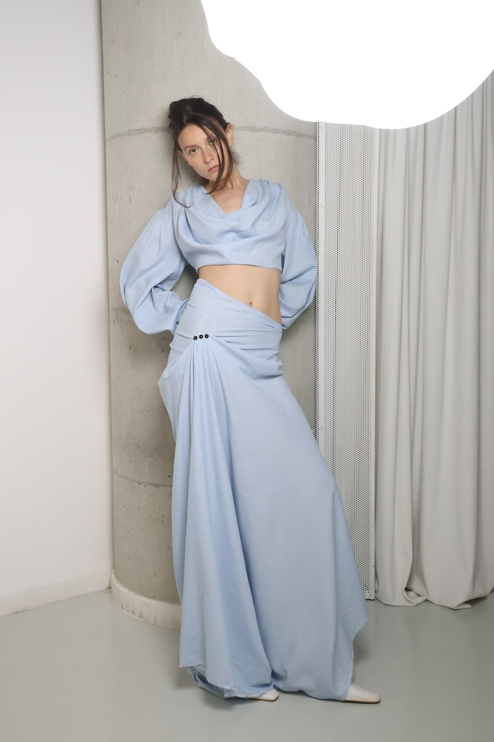 MAET Moren Linen Maxi Skirt - Light Blue