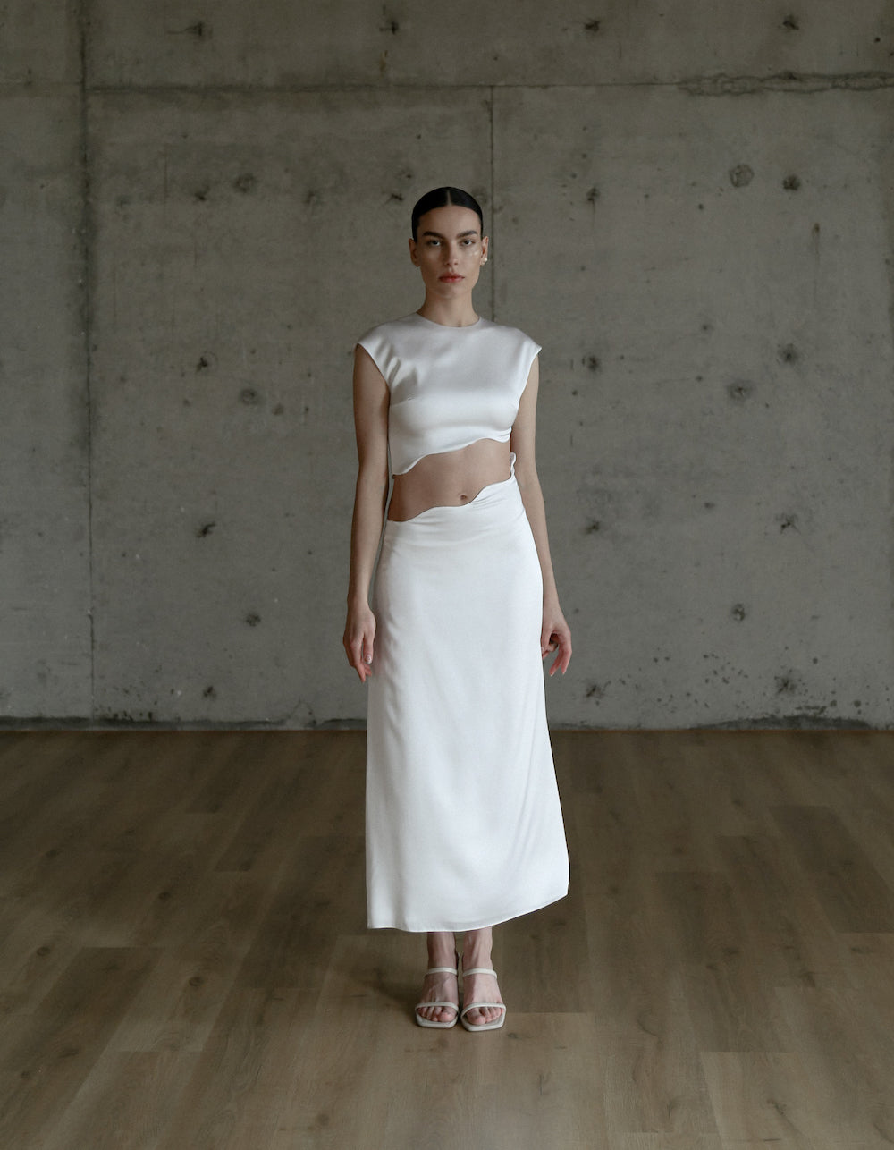 Maet Rhea Silk Skirt Set - White