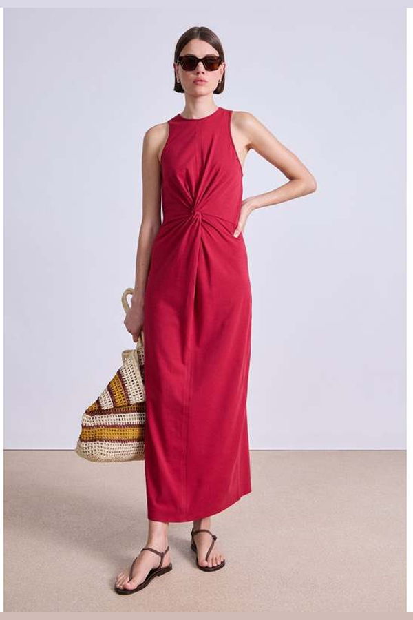 Apiece Apart Magna Twisted Tank Dress - Rumba Red