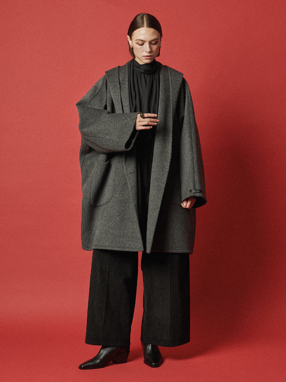 Maison De Ines Handmade Hooded Cape Coat - Classic Charcoal