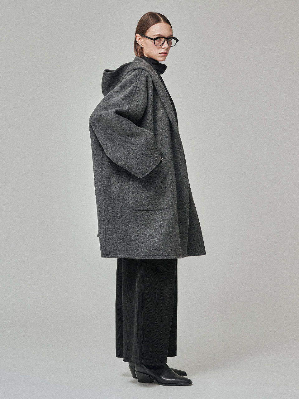 Maison De Ines Handmade Hooded Cape Coat - Classic Charcoal