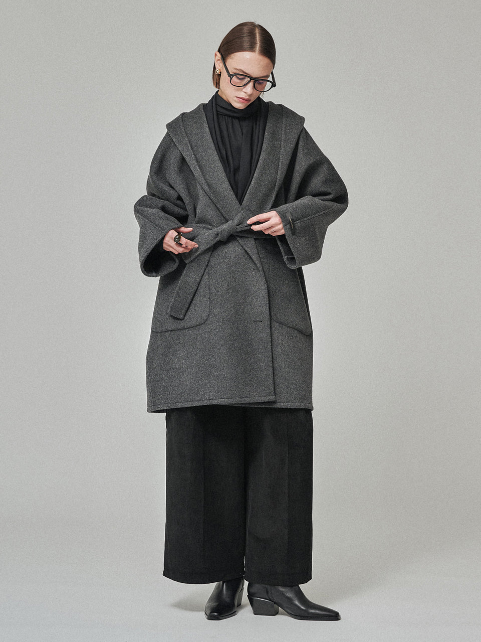 Maison De Ines Handmade Hooded Cape Coat - Classic Charcoal