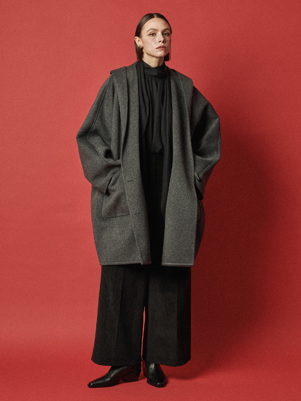 Maison De Ines Handmade Hooded Cape Coat - Classic Charcoal