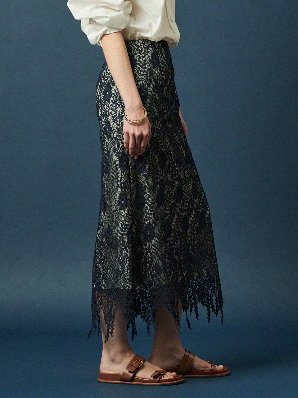 Maison De Ines Lace Texture Fringe Skirt