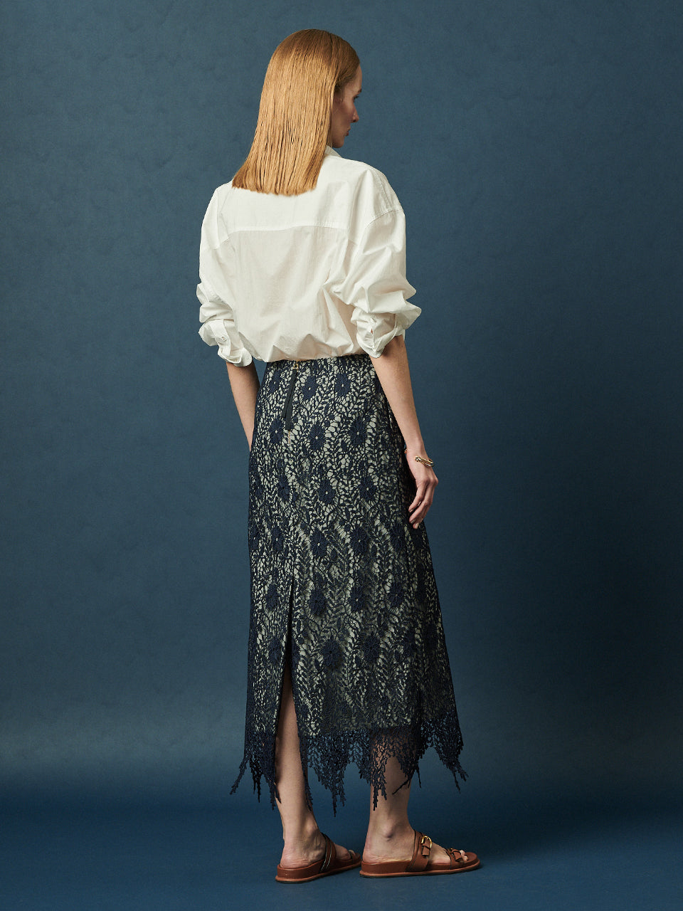 Maison De Ines Lace Texture Fringe Skirt