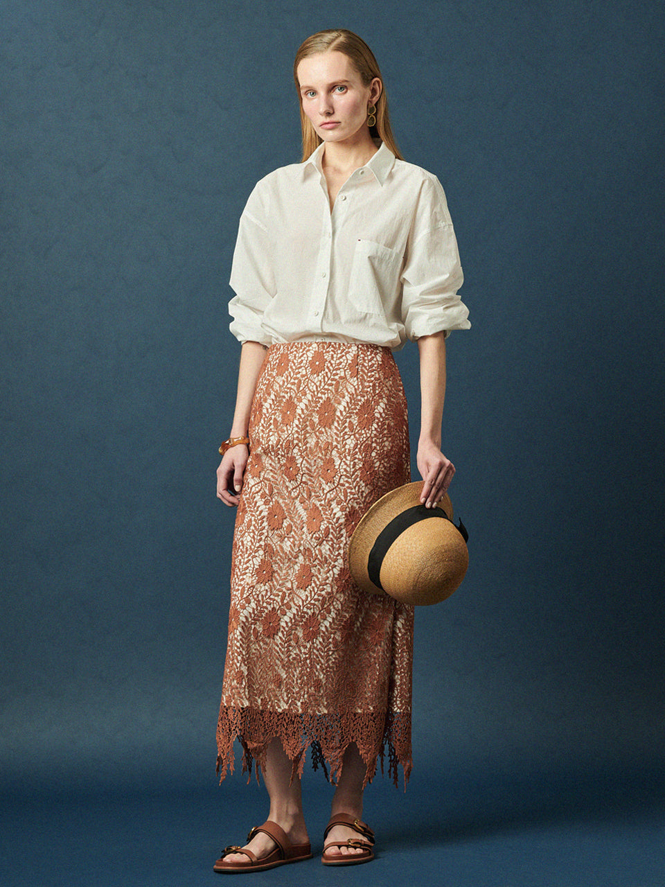 Maison De Ines Lace Texture Fringe Skirt