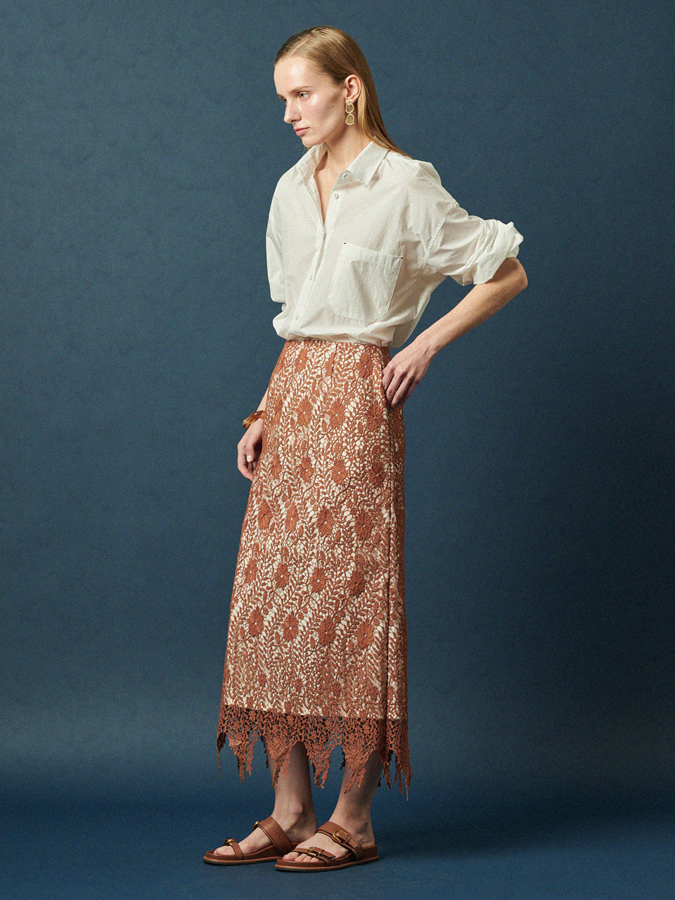 Maison De Ines Lace Texture Fringe Skirt