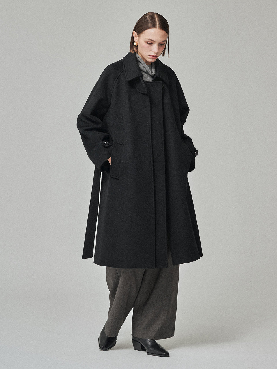 Maison De Ines Layered Placket Coat - Classic Black