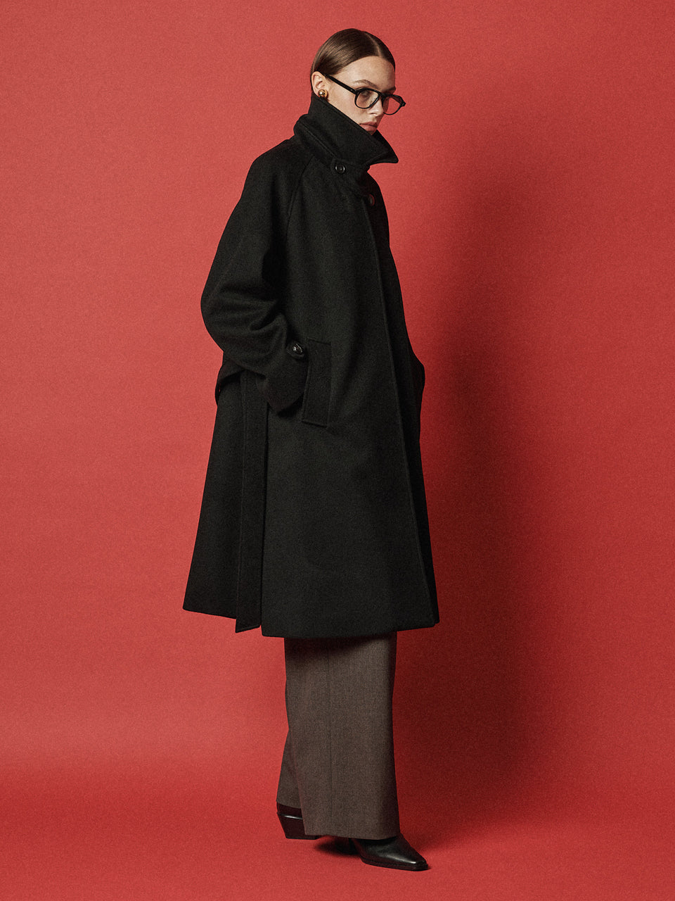 Maison De Ines Layered Placket Coat - Classic Black