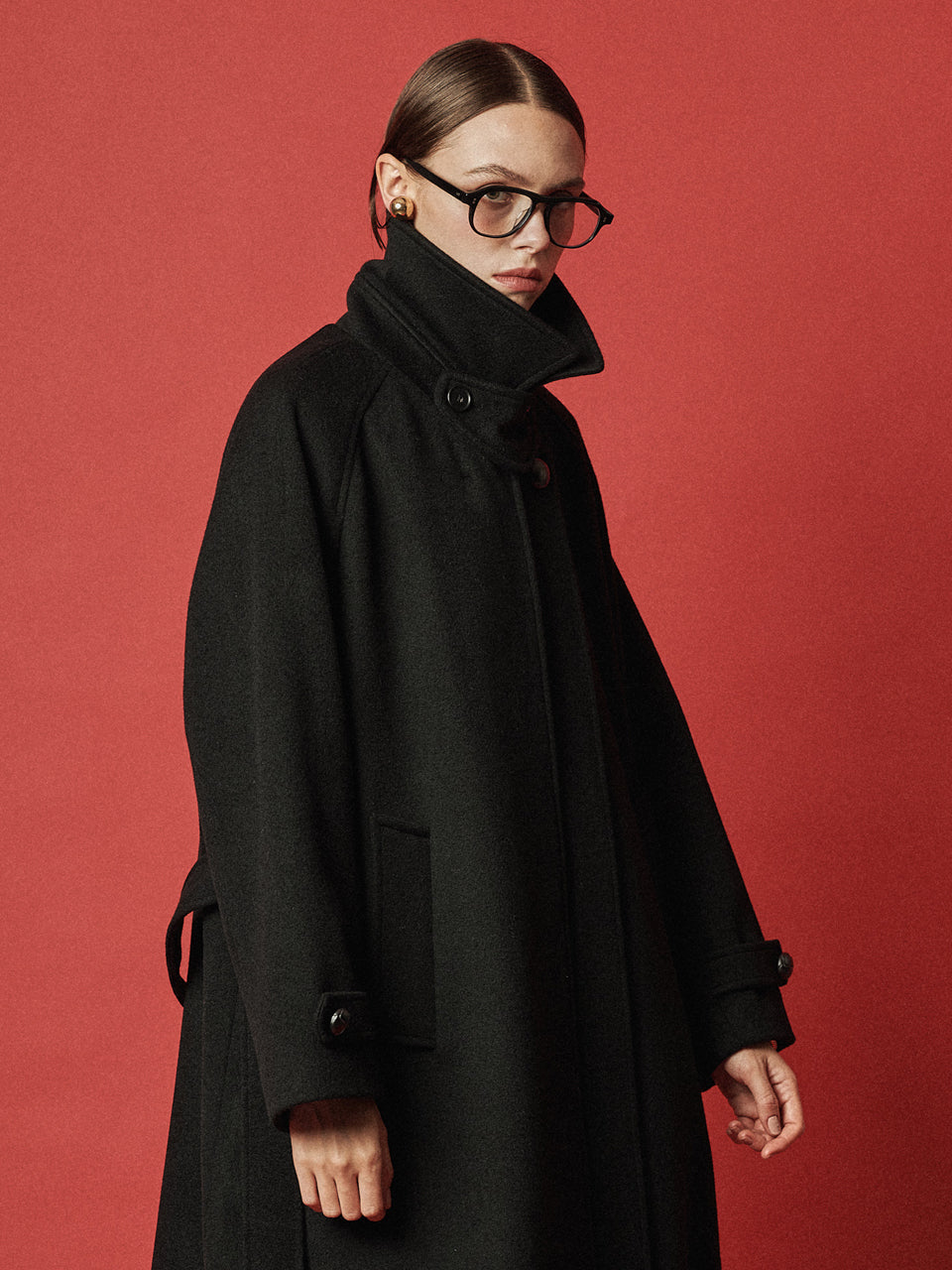 Maison De Ines Layered Placket Coat - Classic Black