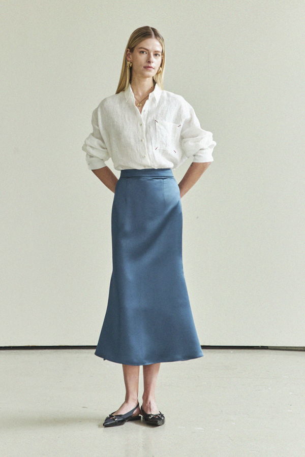 Maison De Ines Mermaid Silky Long Skirt - Blue Green