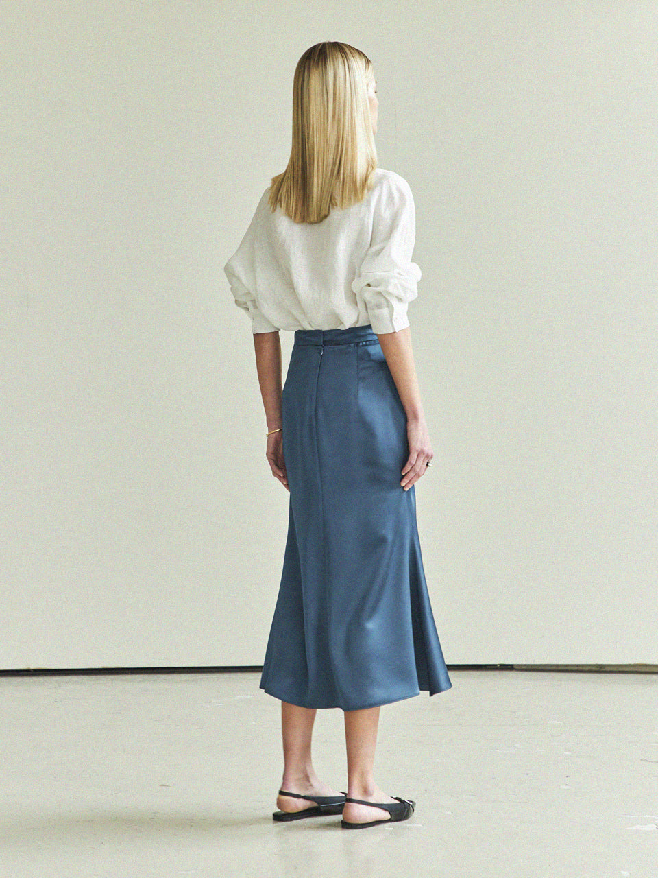 Maison De Ines Mermaid Silky Long Skirt - Blue Green