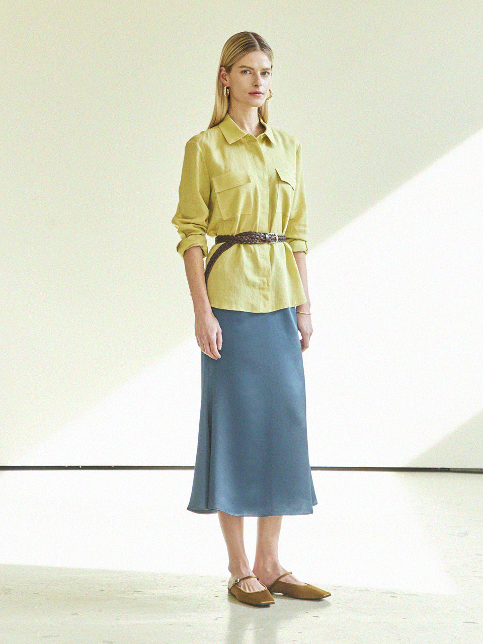 Maison De Ines Mermaid Silky Long Skirt - Blue Green