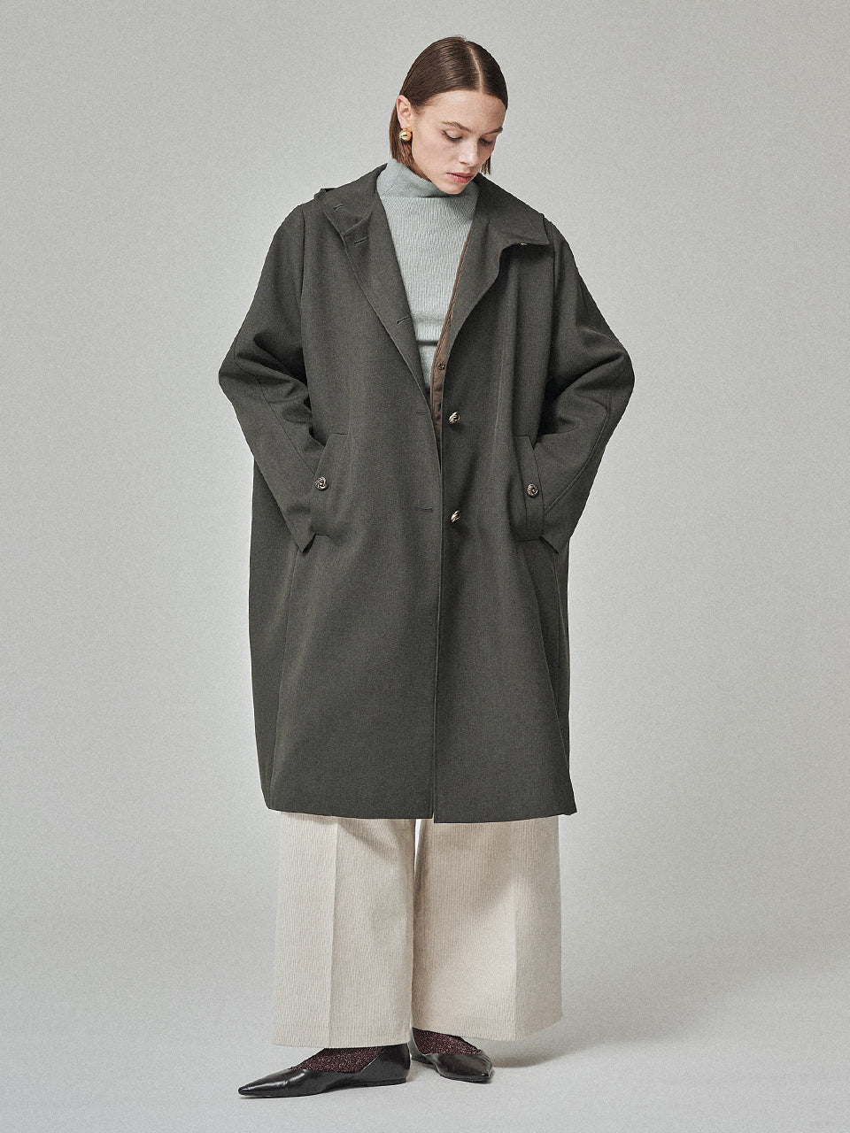 Maison De Ines Modular Layered Coat - Forest Charcoal