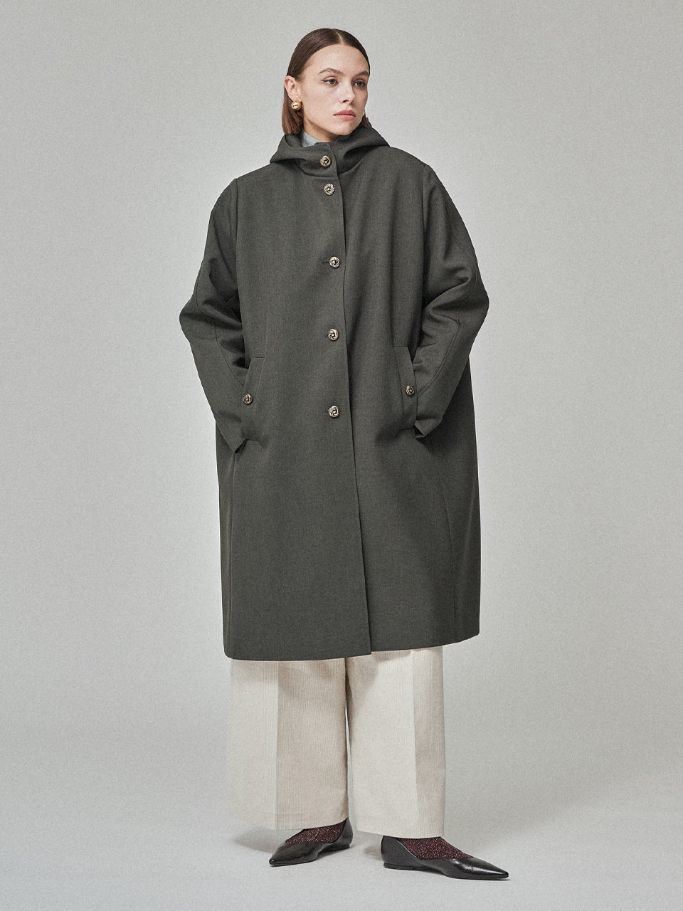 Maison De Ines Modular Layered Coat - Forest Charcoal