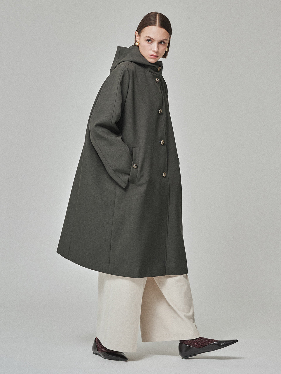 Maison De Ines Modular Layered Coat - Forest Charcoal