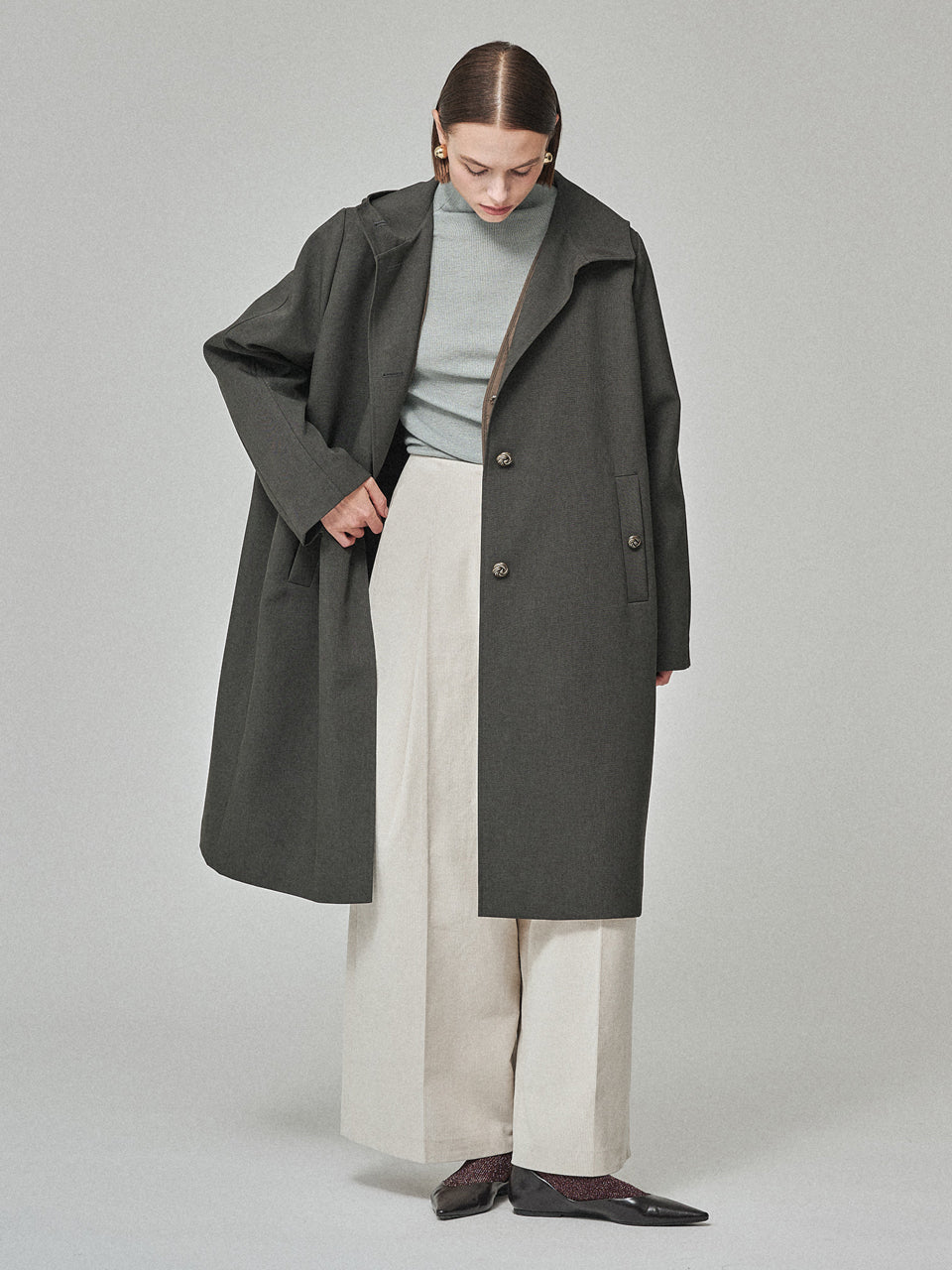 Maison De Ines Modular Layered Coat - Forest Charcoal