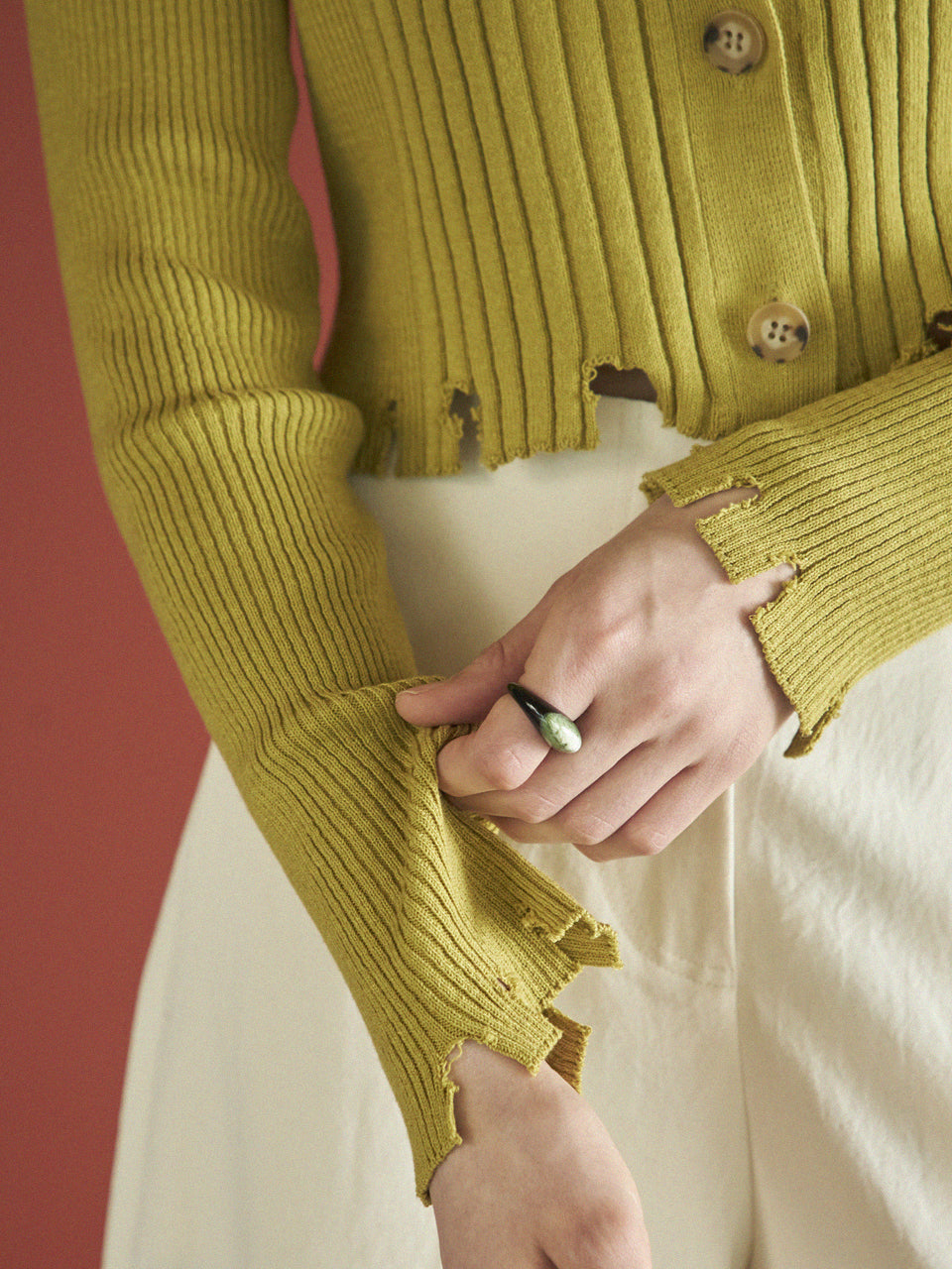 Maison De Ines Ribbed Cardigan - Green