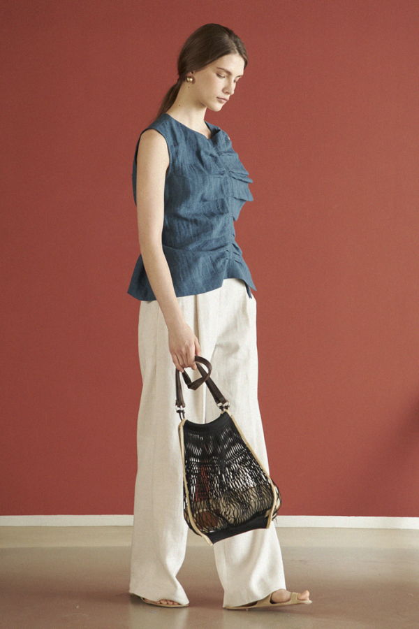 Maison De Ines Shirring Sleeveless Blouse - Blue