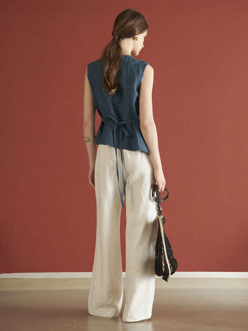 Maison De Ines Shirring Sleeveless Blouse - Blue