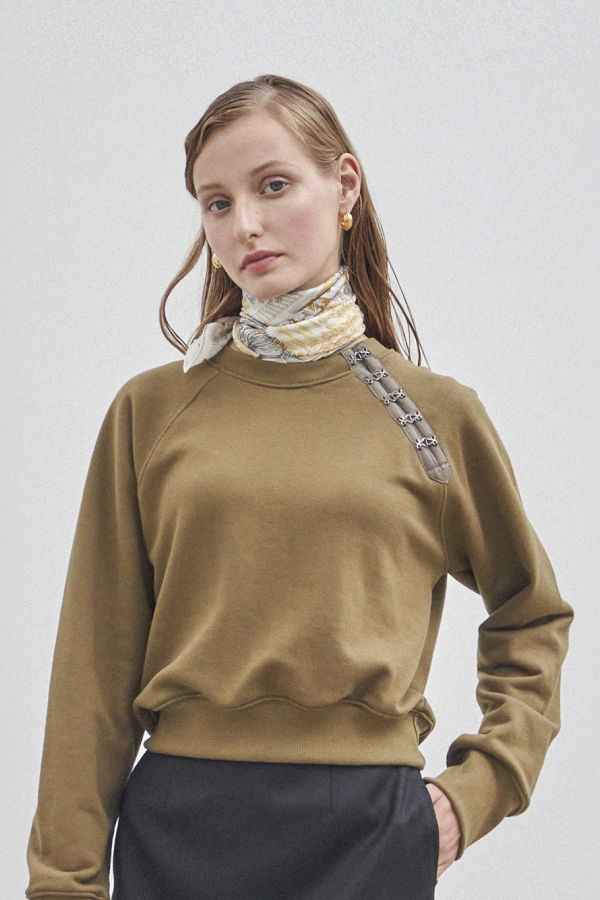 Maison De Ines Side Eyelet Sweatshirt - Khaki 