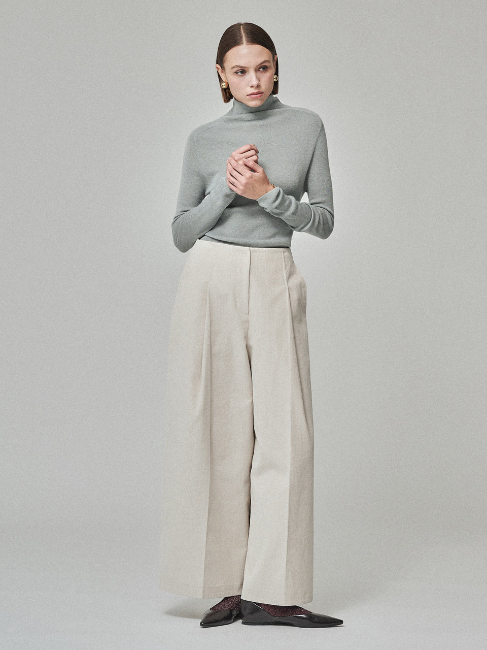 Maison De Ines Soft Touch Wool High-Neck Knit - Mint Blue