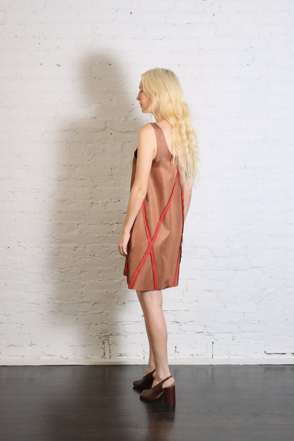 Maison Margiela Satin Seamed Sleeveless Mini Dress