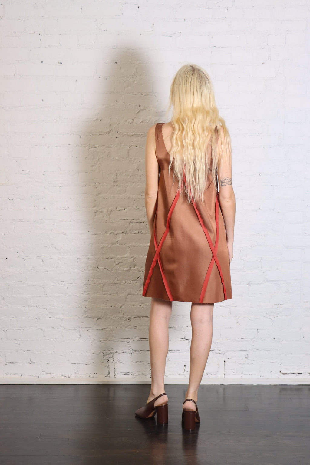 Maison Margiela Satin Seamed Sleeveless Mini Dress