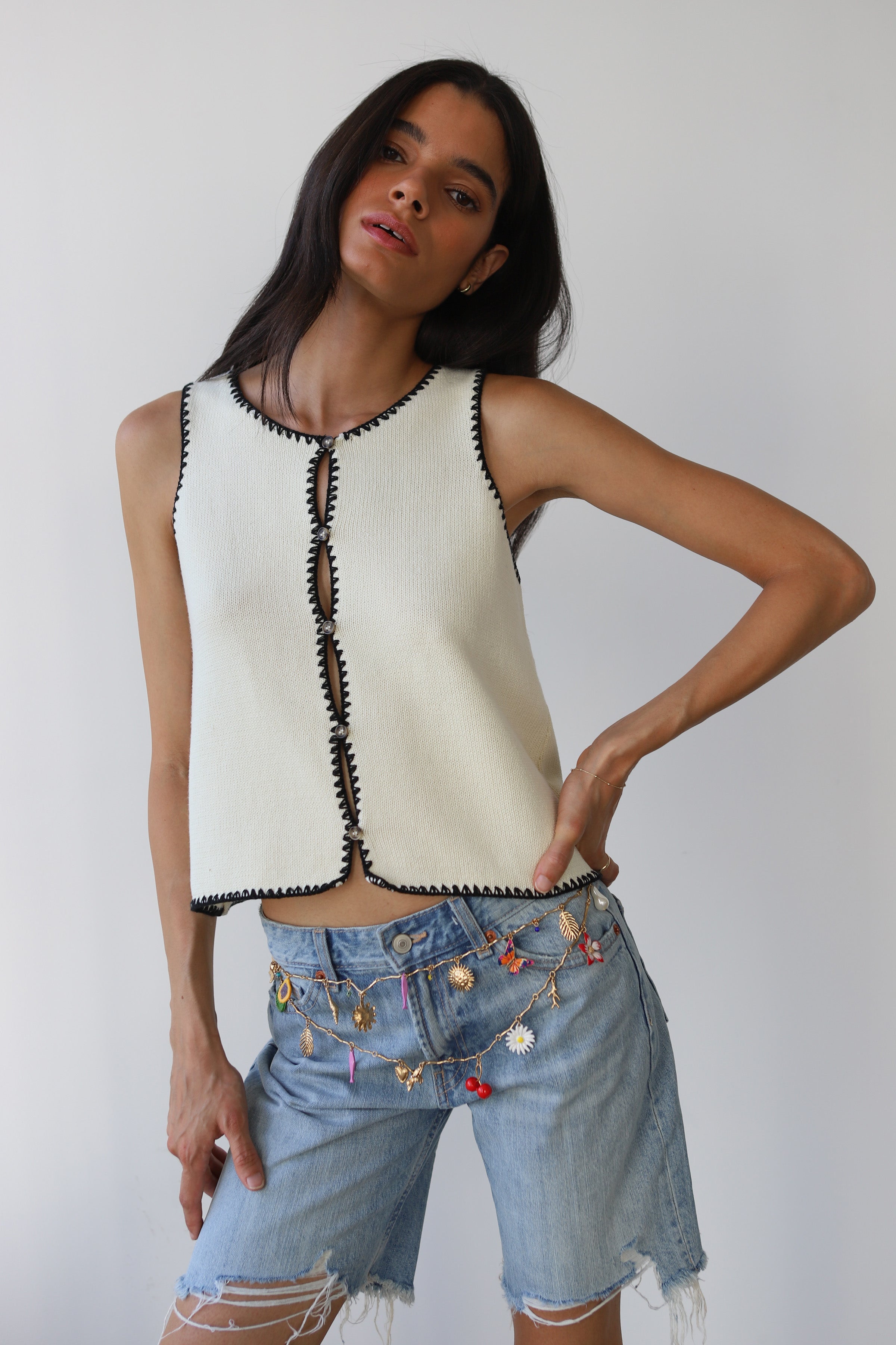 Callahan Knitwear Mala Stitch Tank Tank Top - Cream