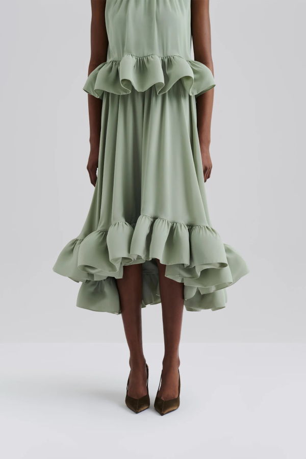 Malina Adriana Frilled Hem Midi Skirt - Sage