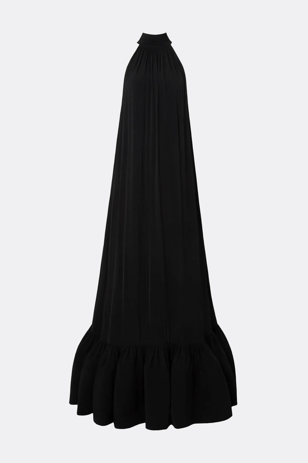 Malina Lykke Halterneck Ruffled Maxi Dress - Black