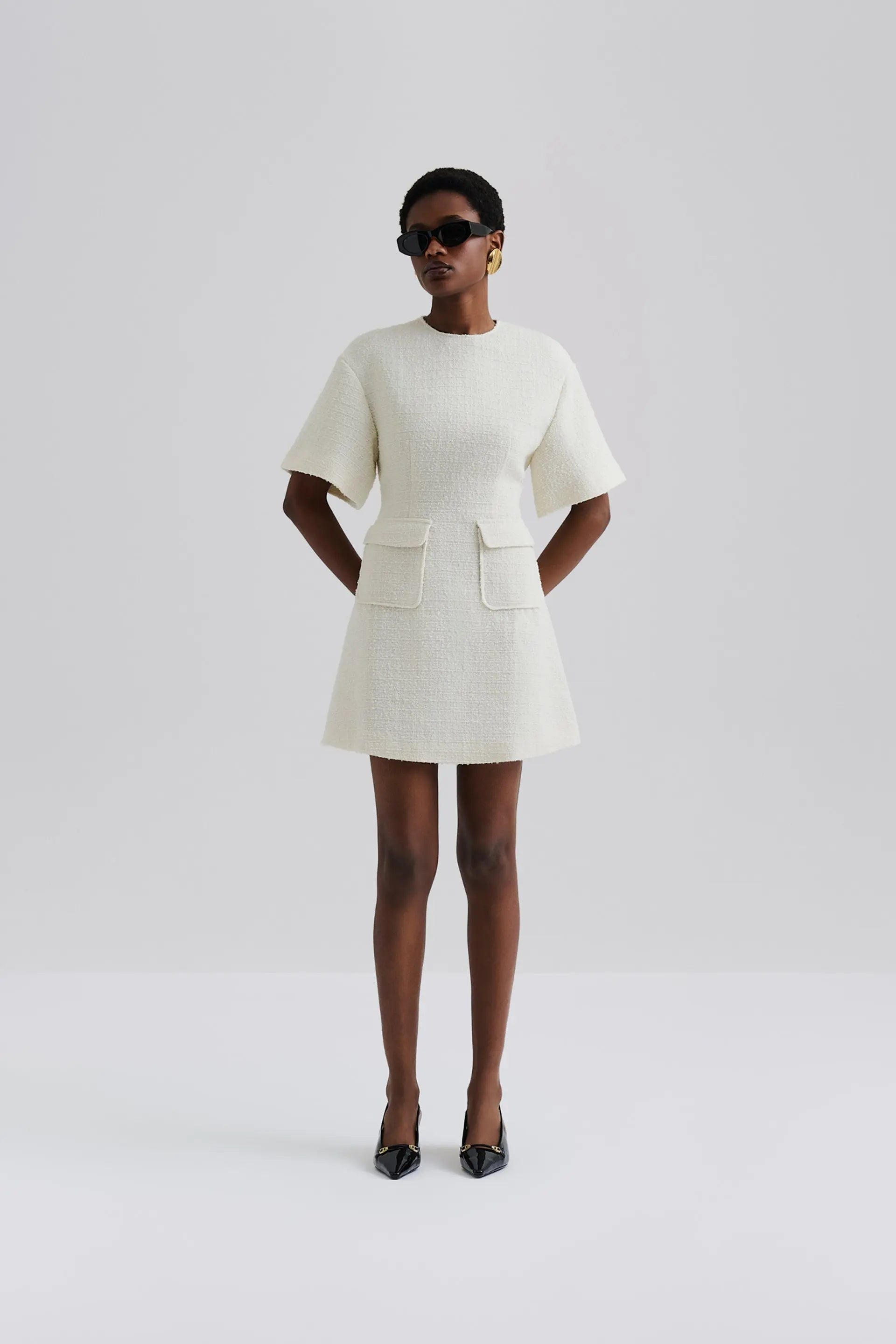 Malina Rayna Boucle Mini Dress - Vanilla