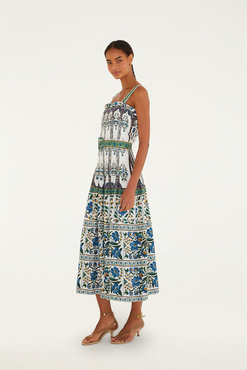 Farm Rio Manoela Sleeveless Belt Maxi Dress