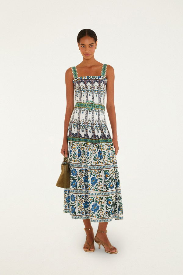 Farm Rio Manoela Sleeveless Belt Maxi Dress