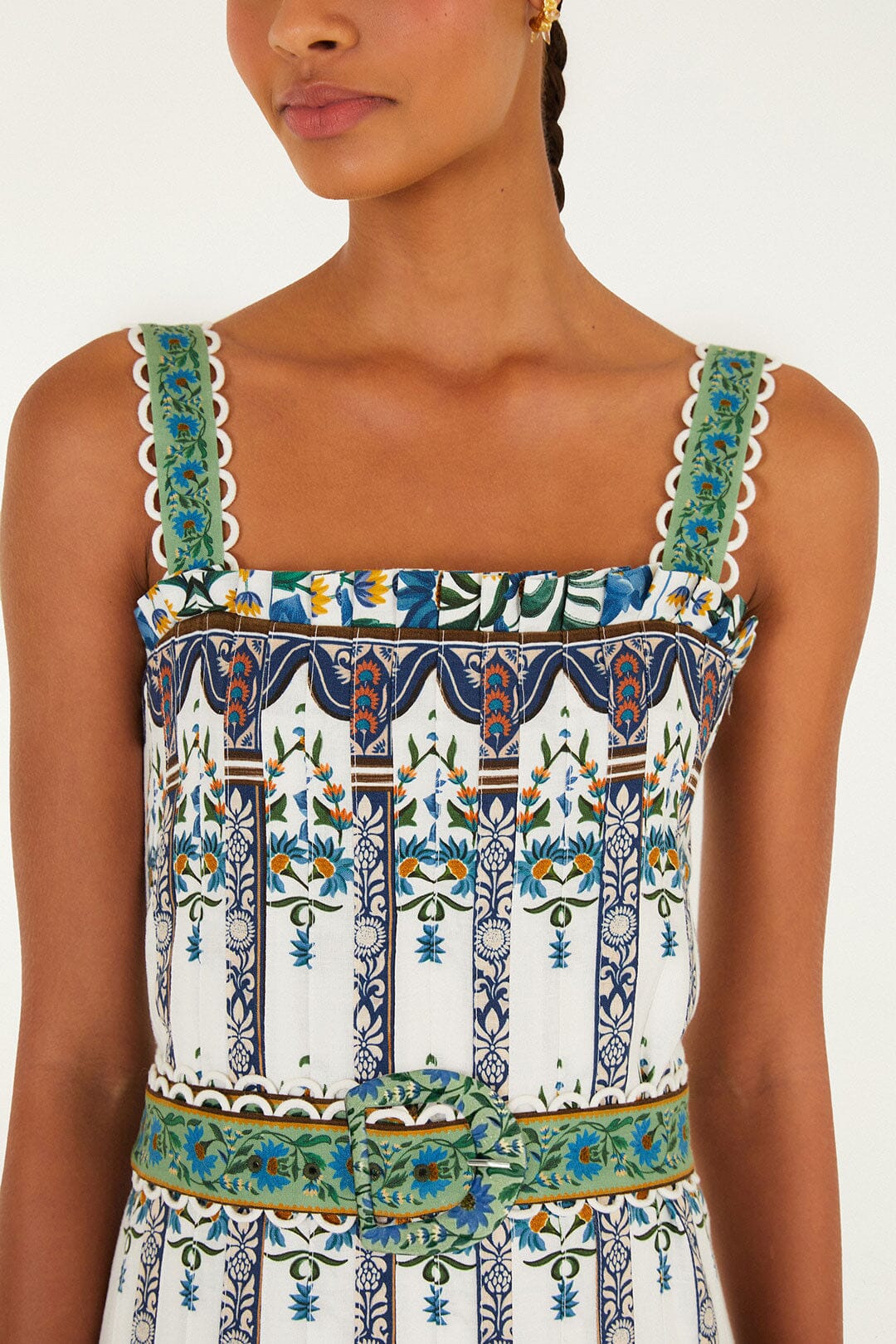 Farm Rio Manoela Sleeveless Belt Maxi Dress