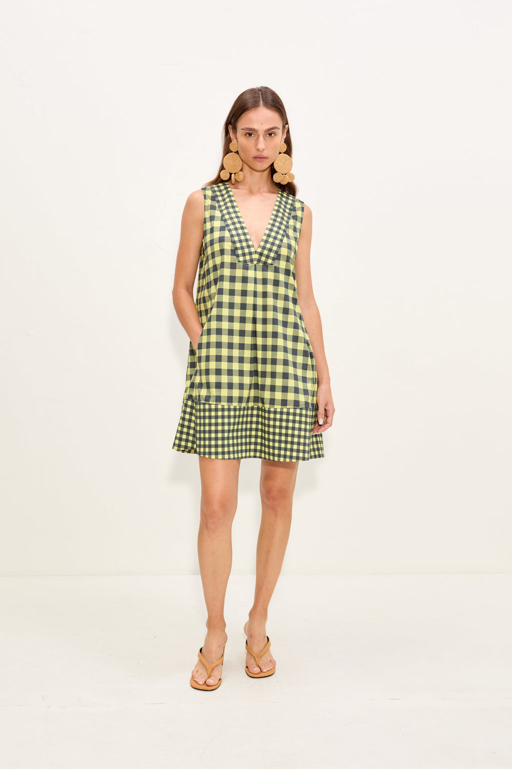 Simon Miller Mar Poplin Mini Dress - Peridot/Ebony Gingham