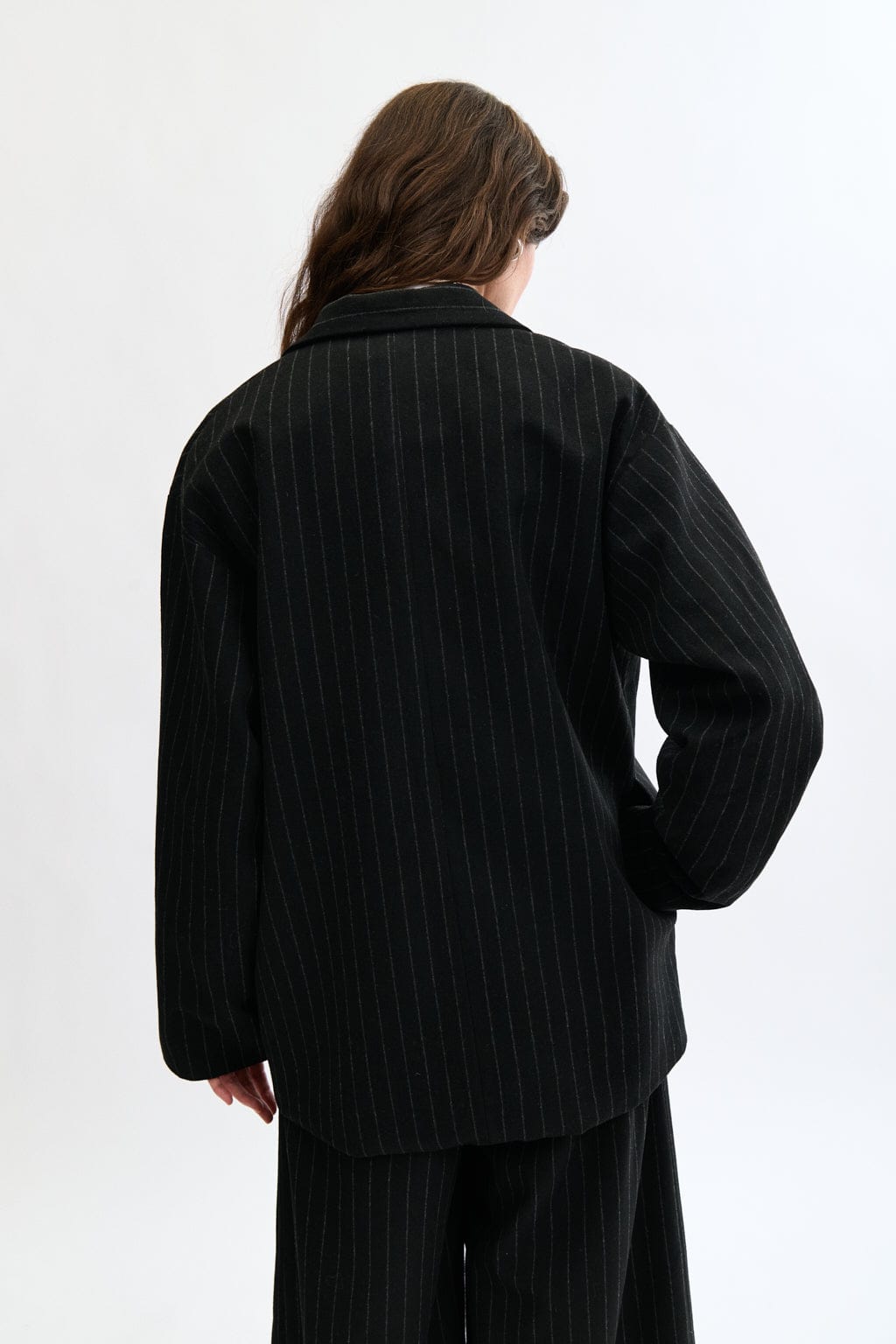 Eliza Faulkner Mara Coat Black Pinstripe