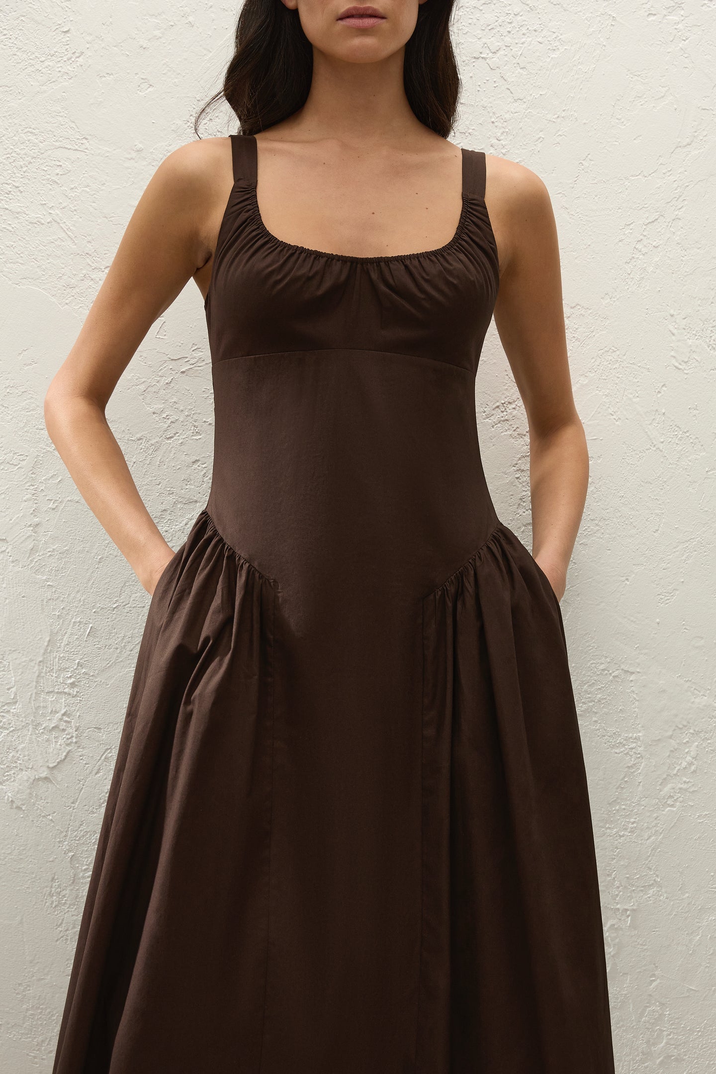 Faithfull The Brand Marcella Midi Dress - Espresso Brown