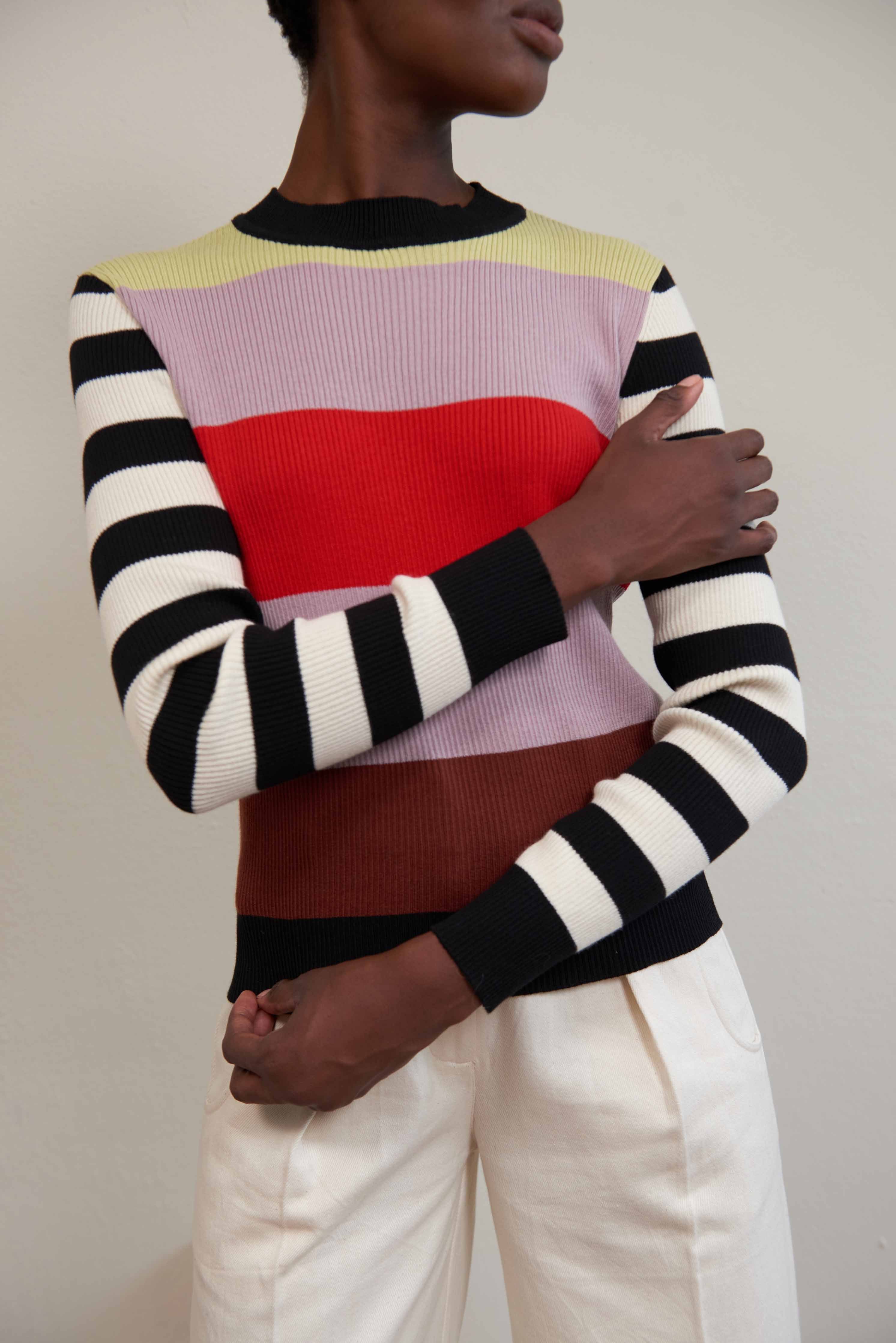 Maria Stanley Maizy Ribbed Pullover - Stripe
