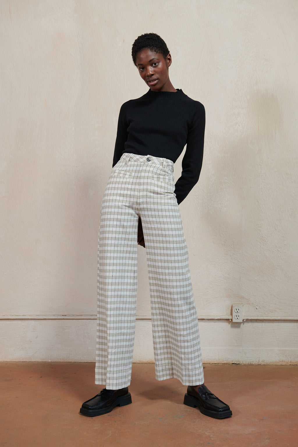 Maria Stanley Soft Hank Pant - Bone Plaid