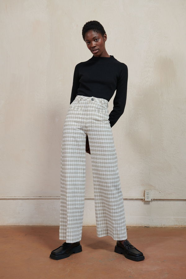 Maria Stanley Soft Hank Pant - Bone Plaid