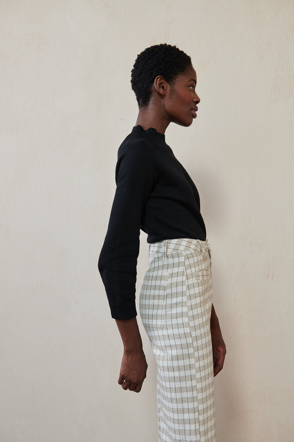 Maria Stanley Soft Hank Pant - Bone Plaid