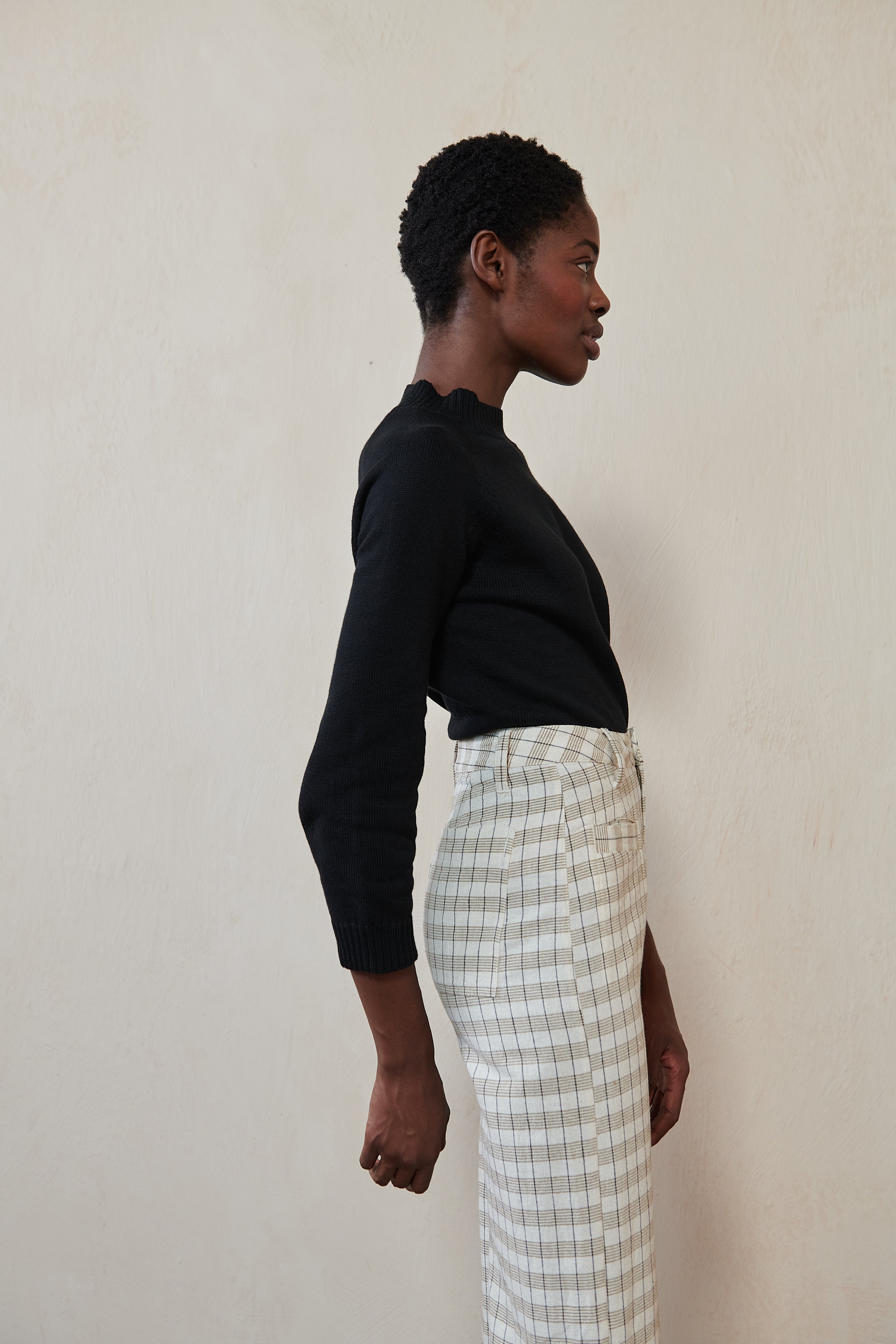Maria Stanley Soft Hank Pant - Bone Plaid