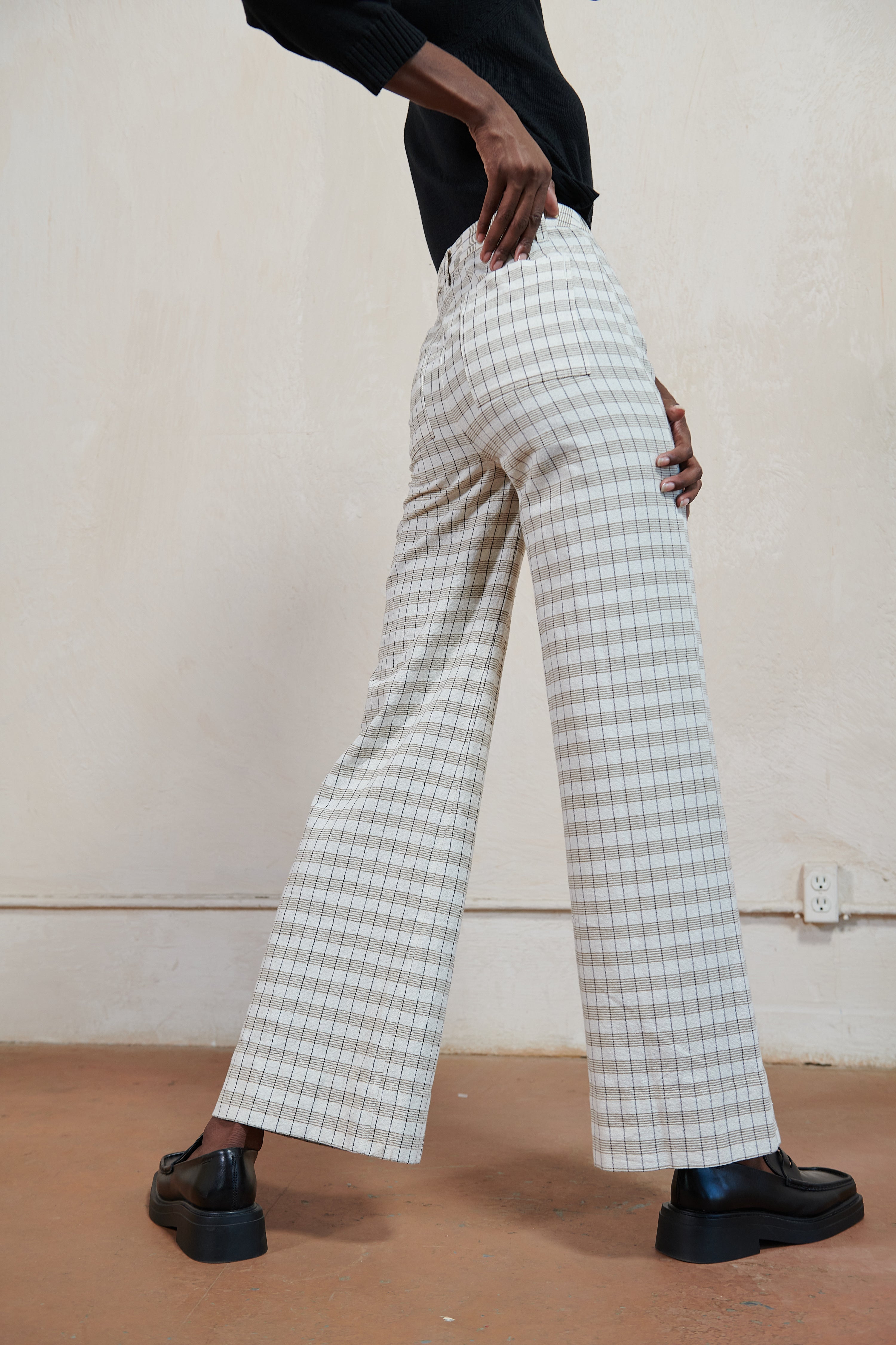 Maria Stanley Soft Hank Pant - Bone Plaid