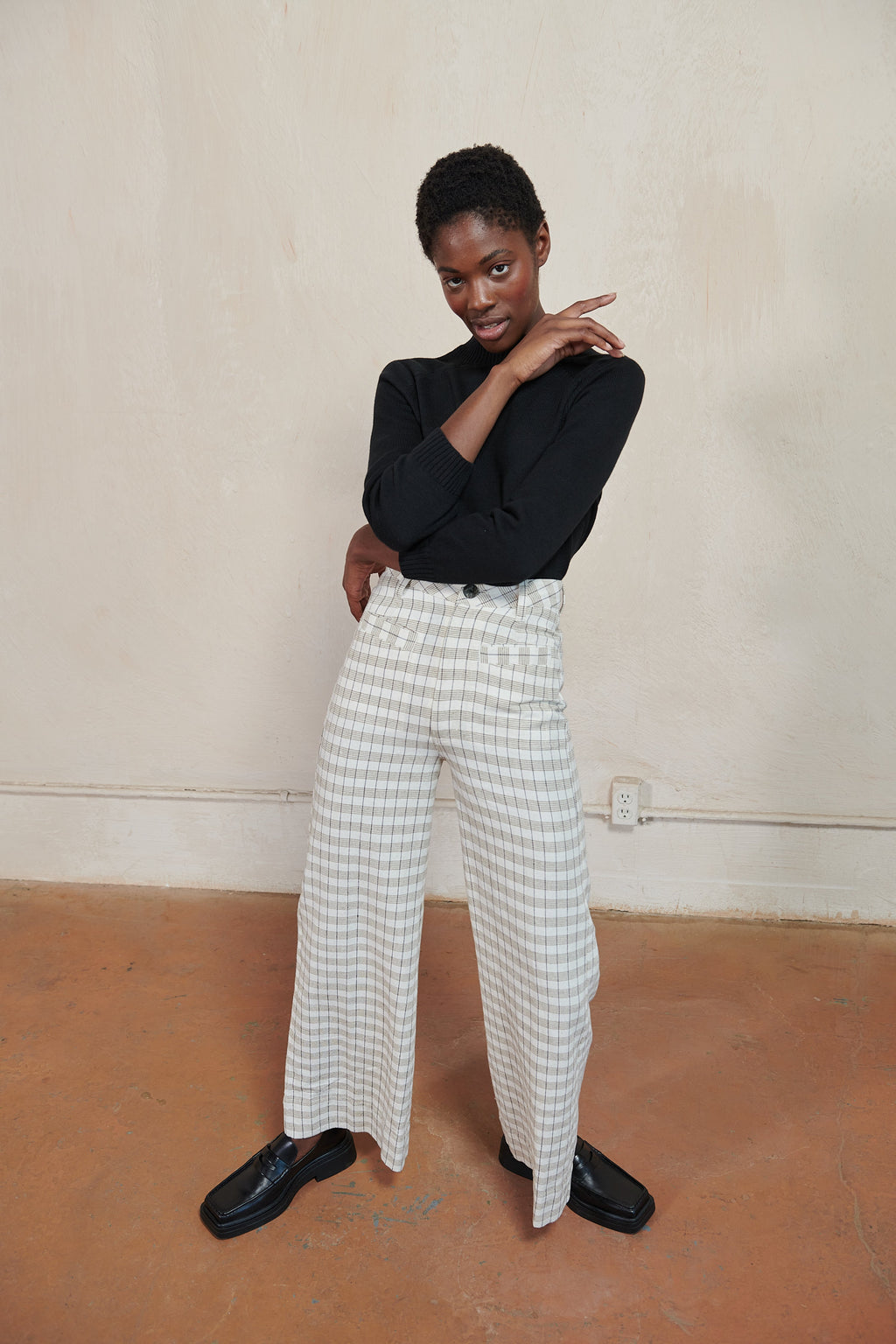 Maria Stanley Soft Hank Pant - Bone Plaid