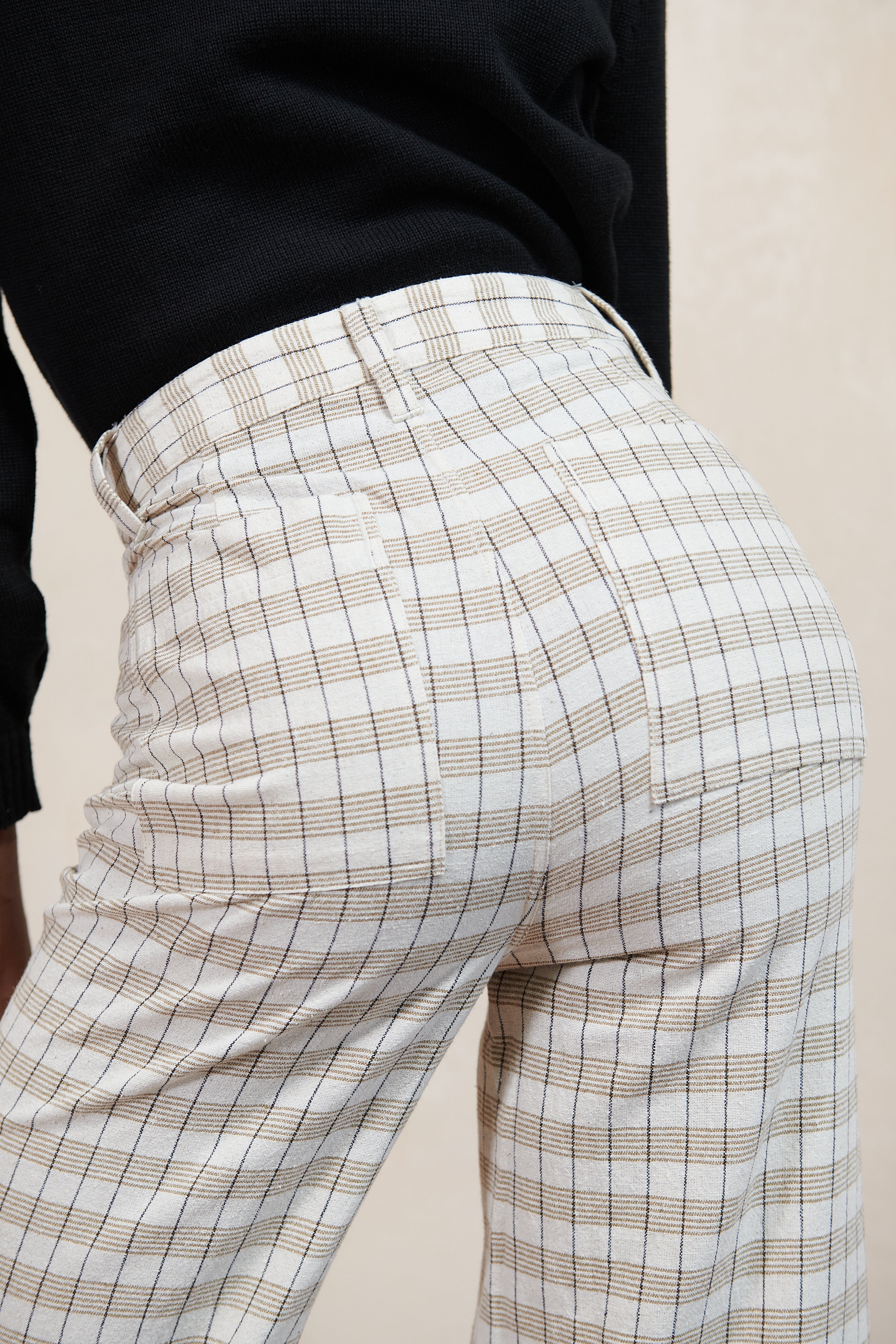 Maria Stanley Soft Hank Pant - Bone Plaid